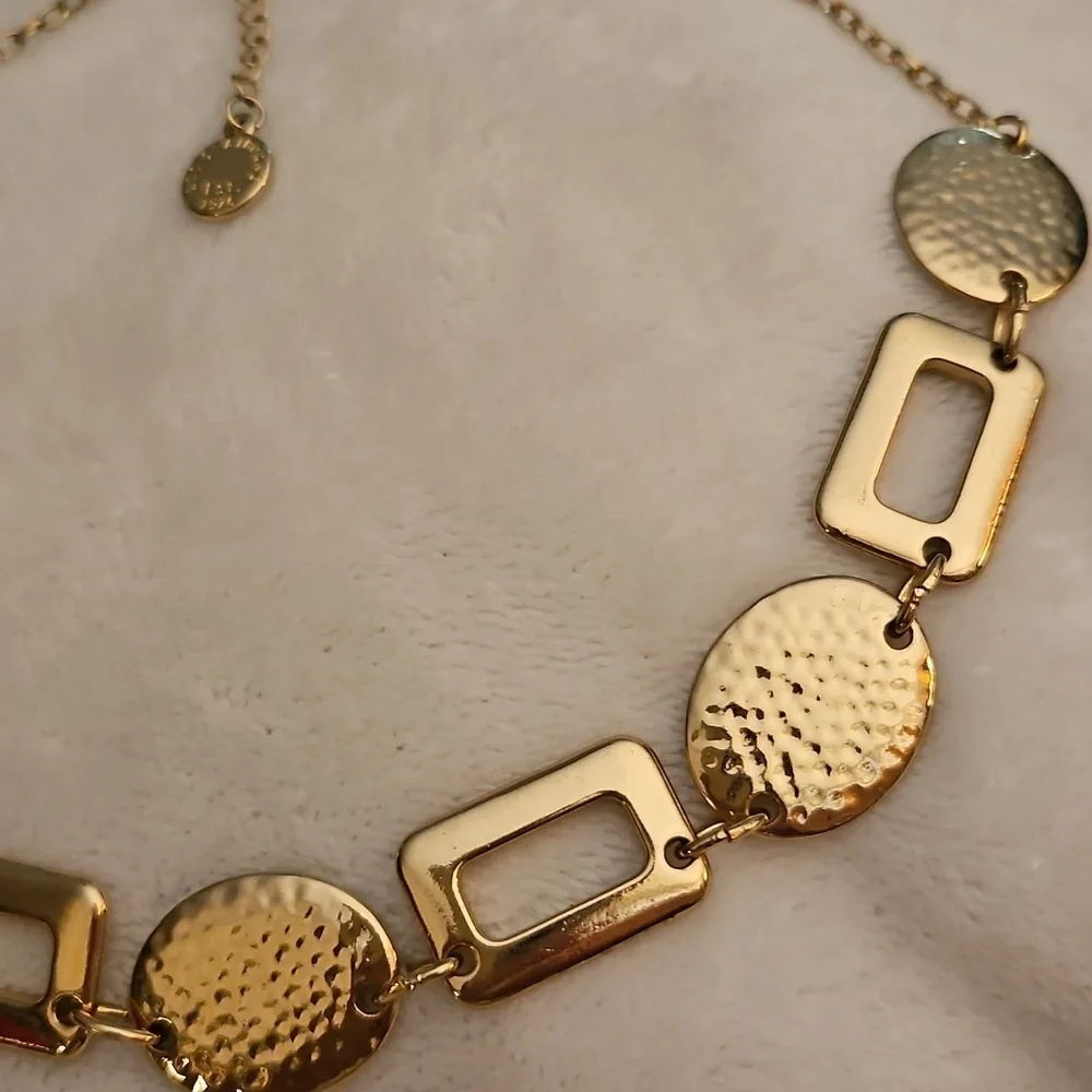 Vtg LIZ CLAIBORNE Geometric Gold-Tone Necklace